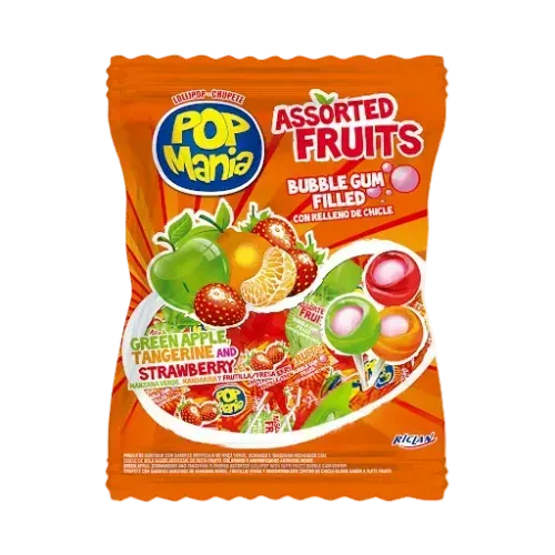 RICLAN POP MANIA LOLLIPOP ASSORTED FRUITS 14G 1X48