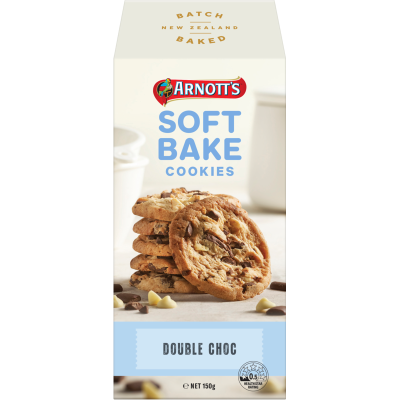 ARNOTT'S SOFTBAKE COOKIES DOUBLE CHOCOLATE 150G