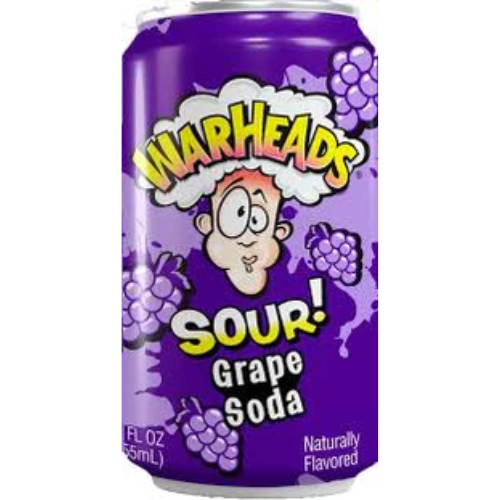 WARHEADS GRAPE SOUR SODA 355ML 1X12