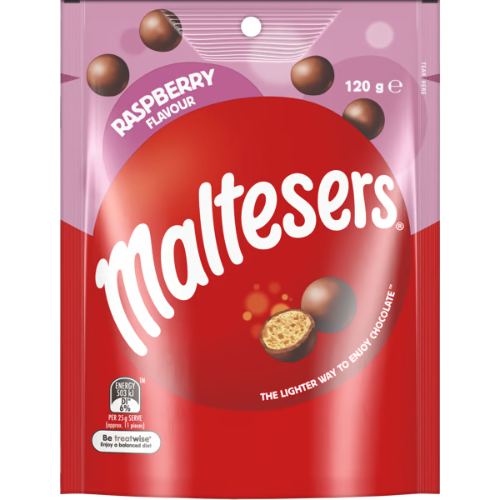MARS M&M LARGE BAG MALTESERS RASPBERRY 120G