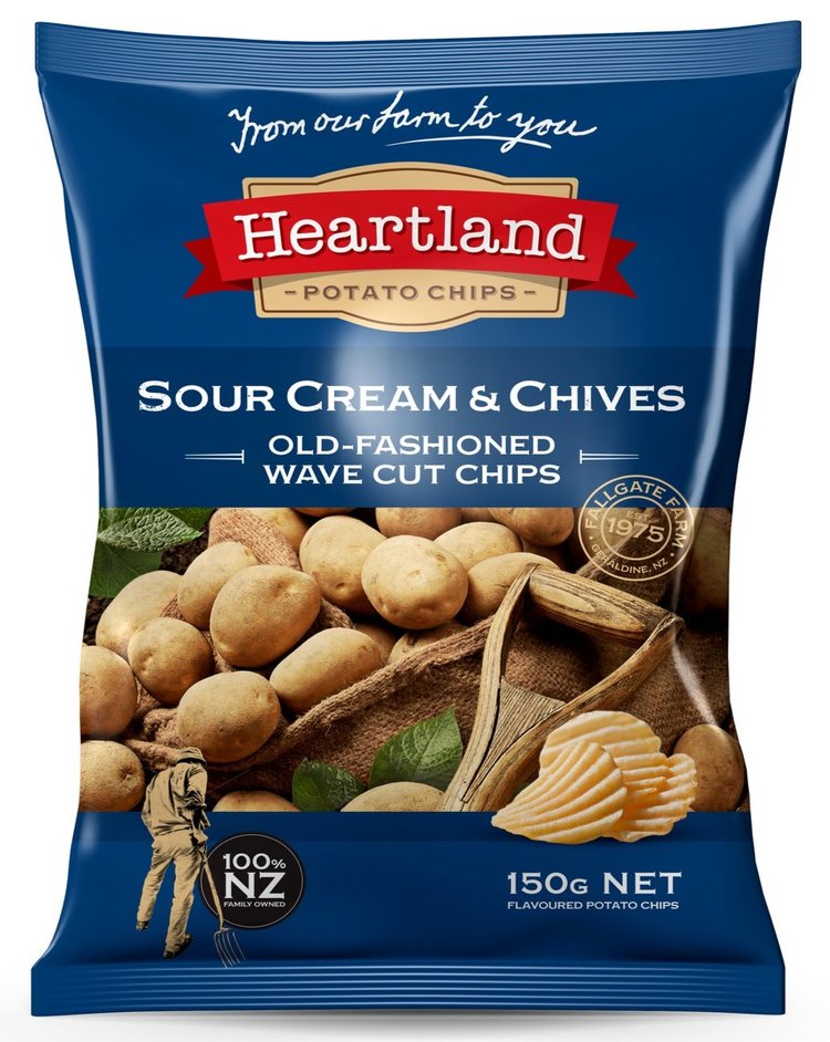 HEARTLAND SOUR CREAM AND CHIVES - WAVE CUT 150G 1X12