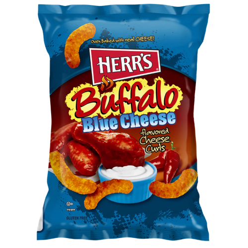 HERR'S BUFFALO BLUE CHEESE CURLS-6920-170G-6OZ 1X12
