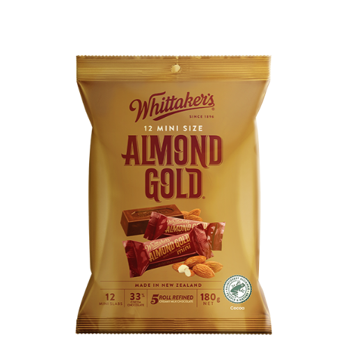 WHITTAKER'S MINI SLAB ALMOND GOLD SHAREPACK 180G
