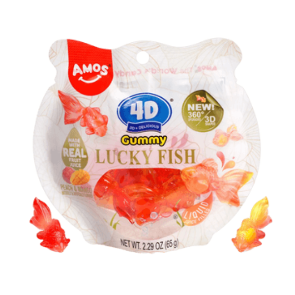 AMOS 4D GUMMY LUCKY FISH 2.29OZ- 65GM 1X24