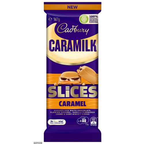 CADBURY BLOCK CARAMILK SLICE CARAMEL 167G 1X16