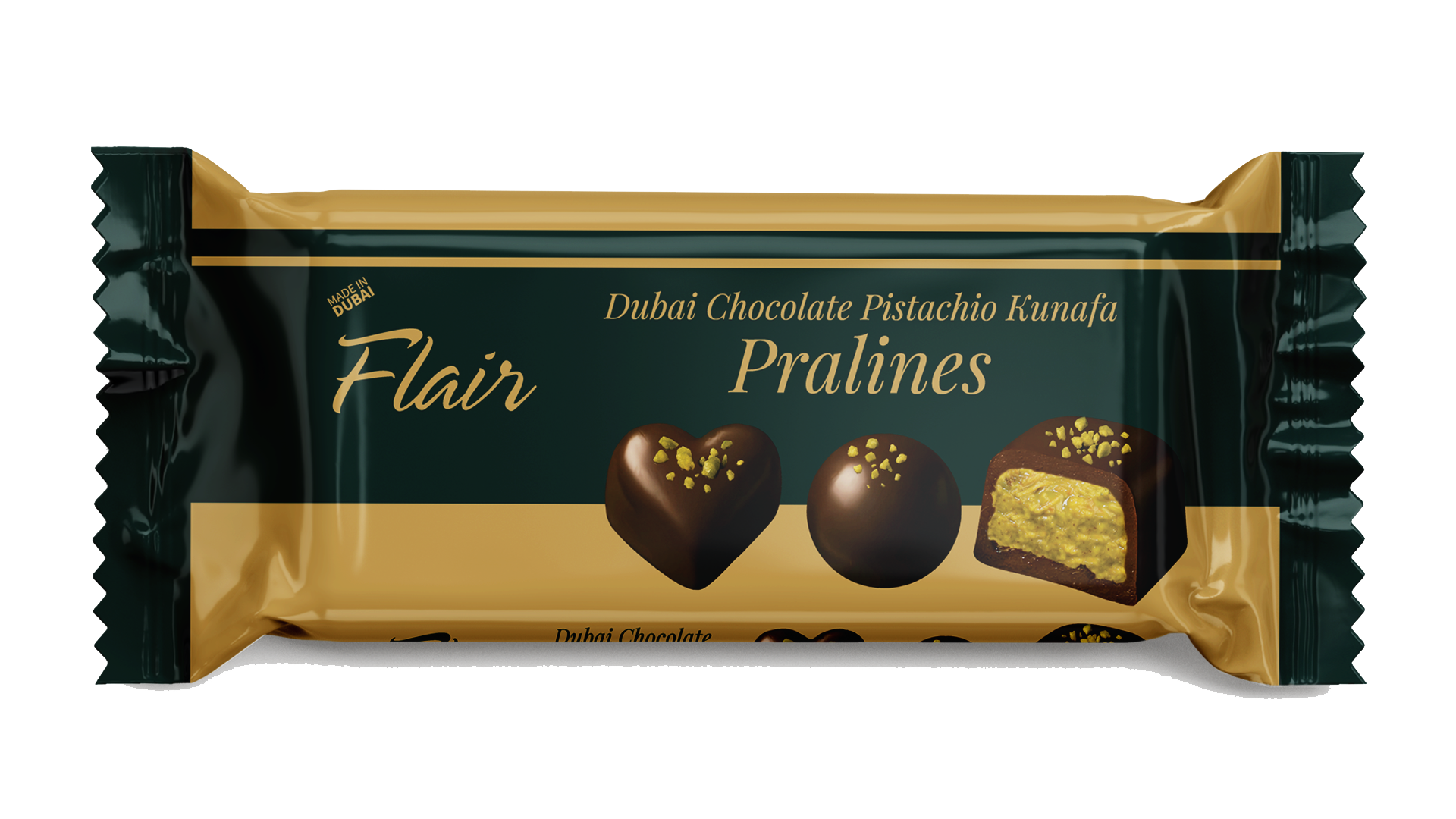 FLAIR DUBAI CHOCOLATE PISTACHIO KUNAFA PRALINES 45G 1X12