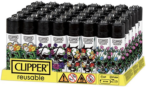 LIGHTER CLIPPER - NATURAL SKULLS 3 1X48