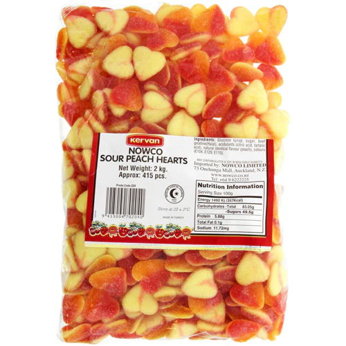 NOWCO - SOUR PEACH HEARTS 2 KG