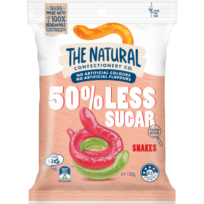 TNCC 50% LOW SUGAR SNAKES 130G