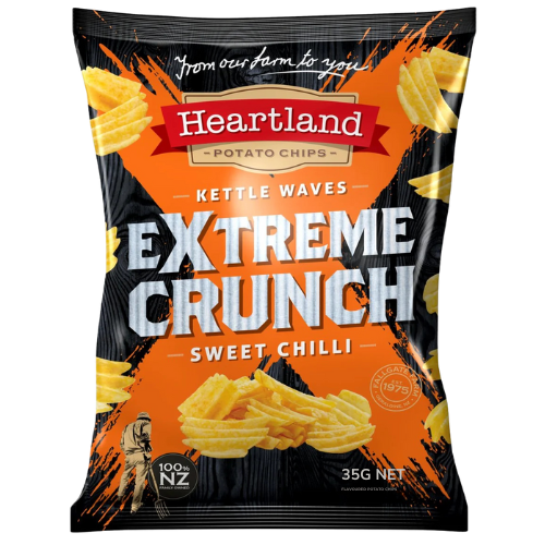 HEARTLAND EXTREME CRUNCH SWEEY CHILLI - KETTLE WAVES 35G 1X24