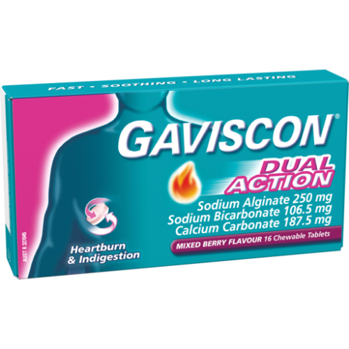 GAVISCON DUAL ACTION MIXED BERRY TABLETS 1X16