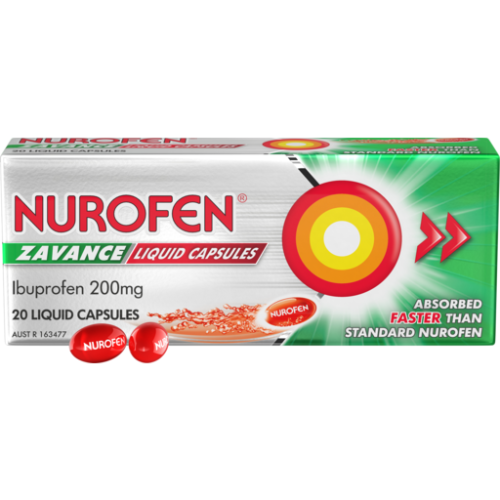 NUROFEN ZAVANCE LIQUID 200MG CAPSULES 1X20