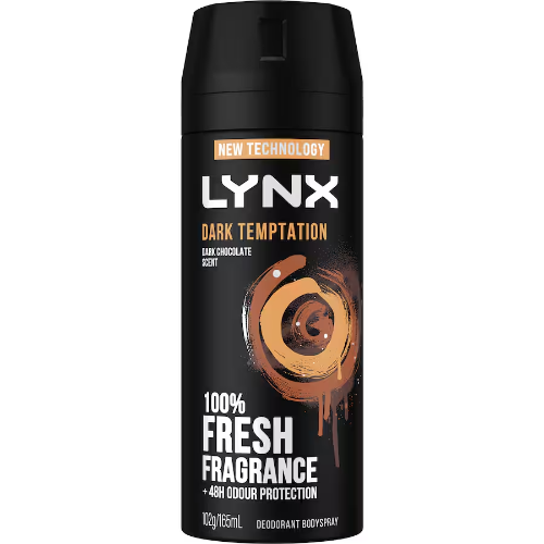 LYNX DEODRANT BODY SPRAY DARK TEMPTATION 150ML 1X6